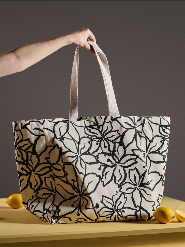 Sinsay - Geantă de cumpărături din material textil - crem