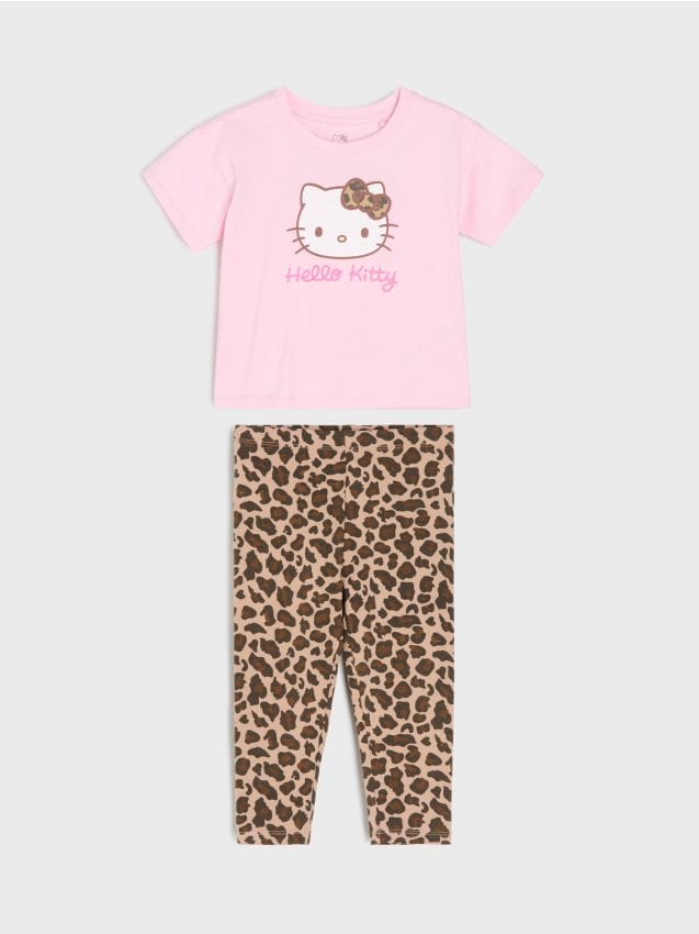 Sinsay - Pijamă din bumbac în două piese Hello Kitty - roz-pastel