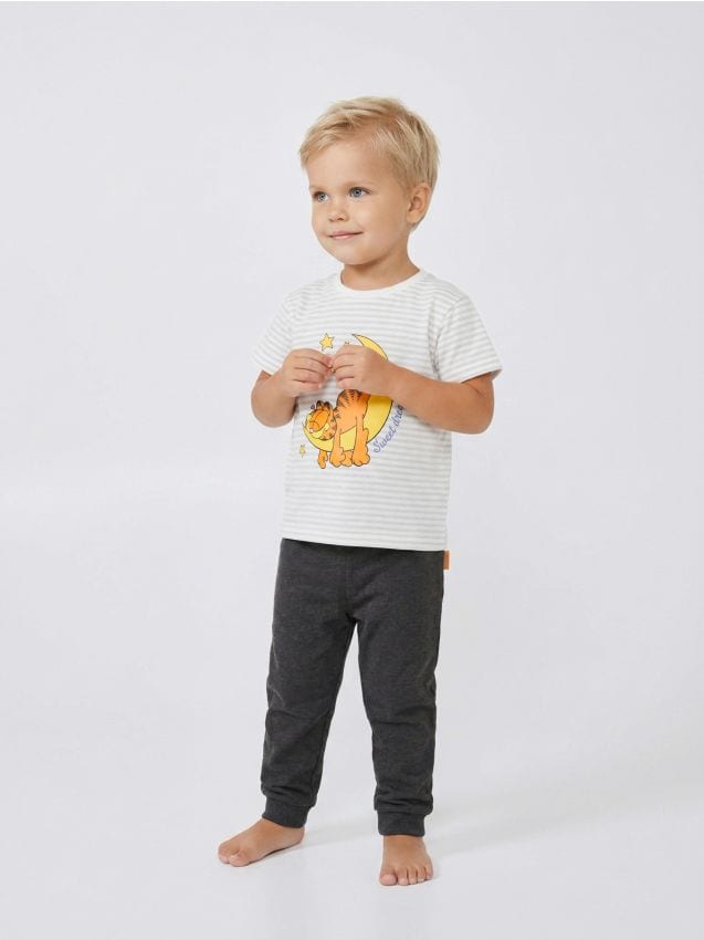 Sinsay - Pijama loose fit din bumbac, din două piese Garfield - verde-pal