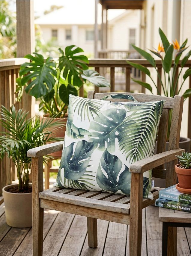 Sinsay - Pernă cu mâner cu motiv vegetal - verde-aprins