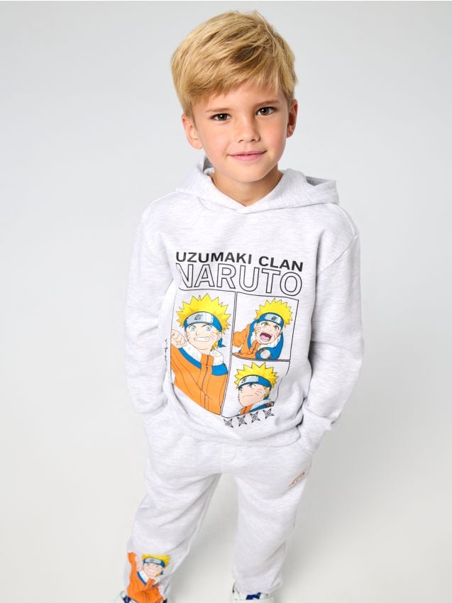 Sinsay - Mikina s kapucňou Naruto - svetlošedá