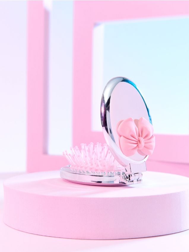 Sinsay - Perie de păr pliabilă cu oglindă - argintiu