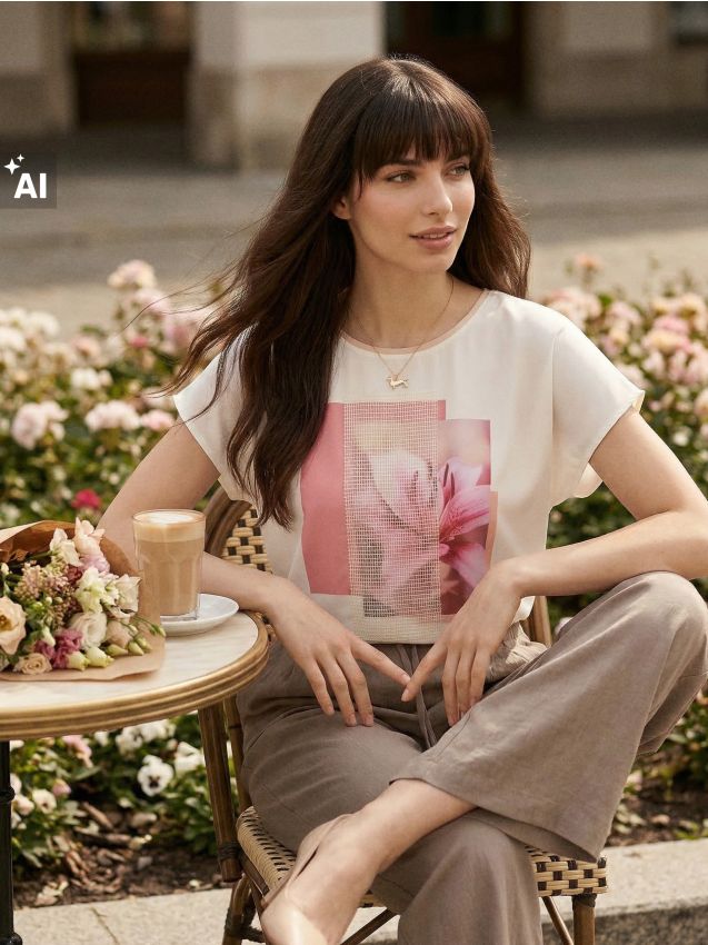 Sinsay - Tricou din bumbac cu imprimeu - crem