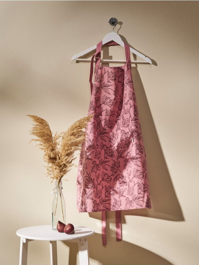 Sinsay - Șorț de bucătărie cu buzunar - roz-pastel