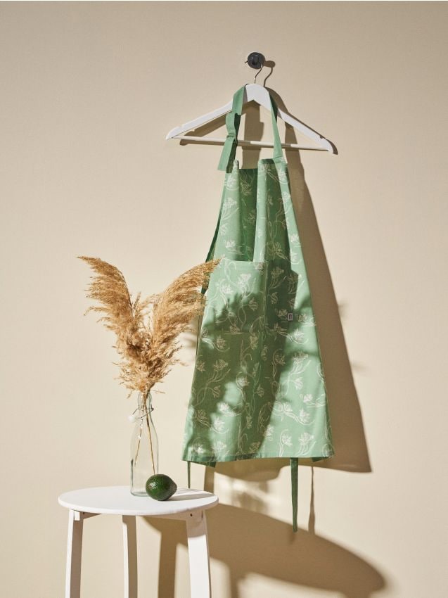 Sinsay - Șorț de bucătărie cu buzunar - verde