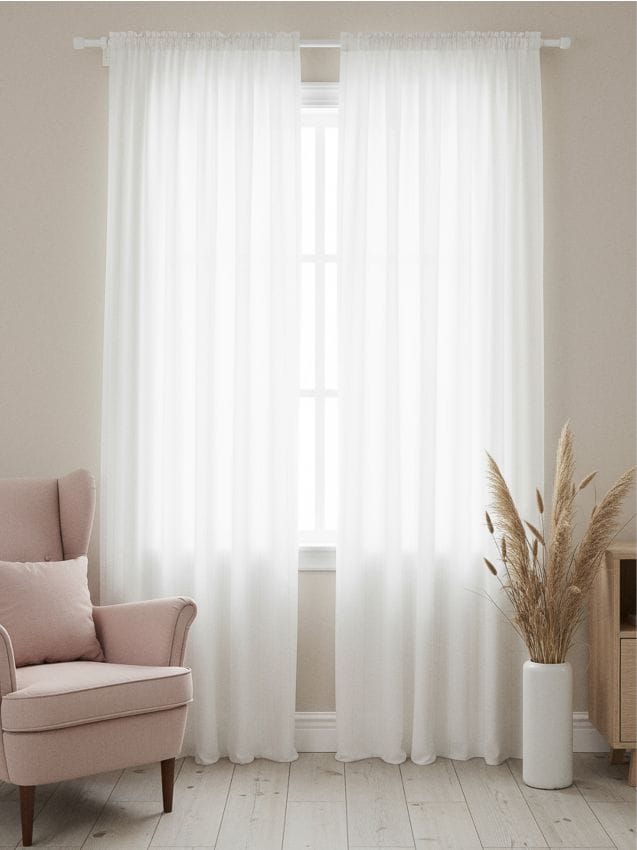 Sinsay - Draperie semi-transparentă cu dungi și bandă de prindere - alb