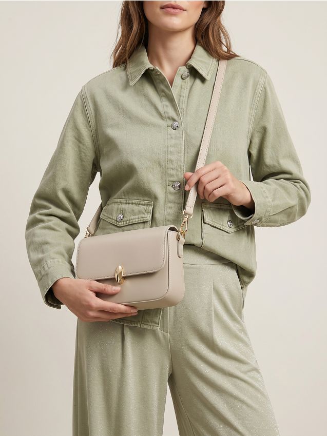 Sinsay - Geantă crossbody din piele artificială - nude