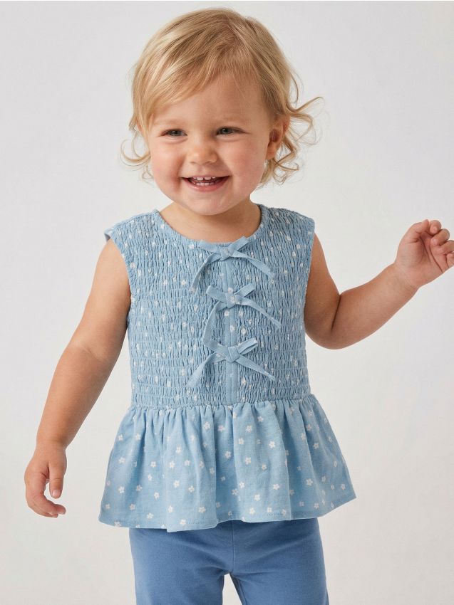 Sinsay - Bluză din bumbac - albastru-pal