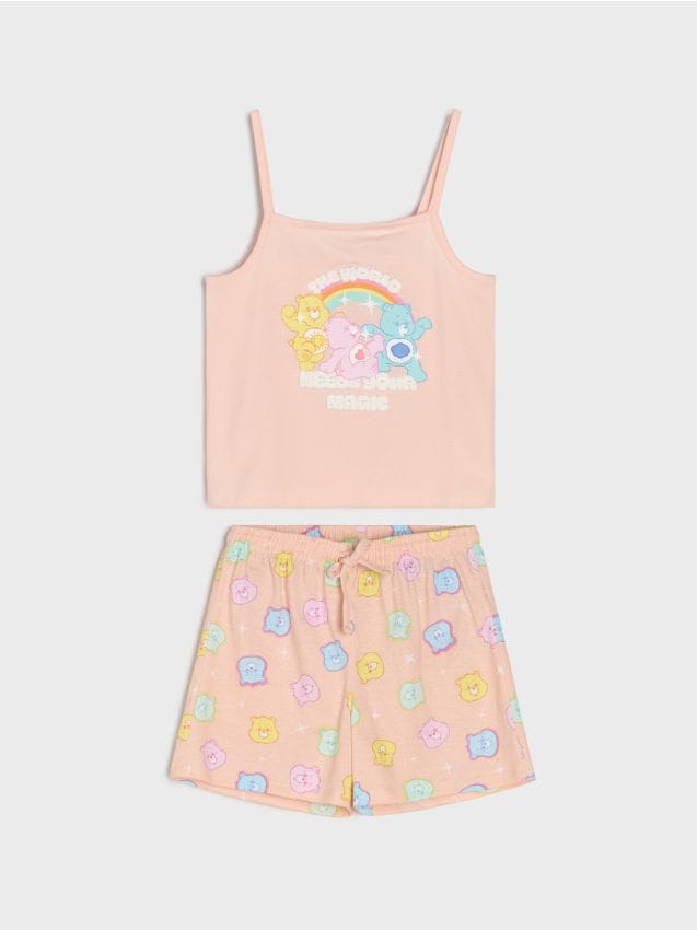 Sinsay - Bawełniana piżama dwuczęściowa Care Bears - pomarańczowy