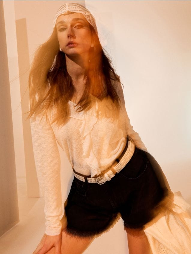 Sinsay - Curea împletită cu cataramă argintie - nude