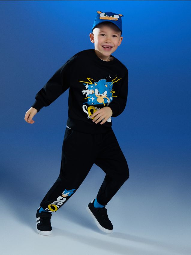Sinsay - Compleu din jerseu Sonic the Hedgehog - negru