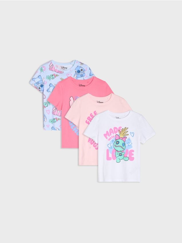 Sinsay - Tricouri din bumbac cu imprimeu 4 pack Lilo & Stitch - multicolor