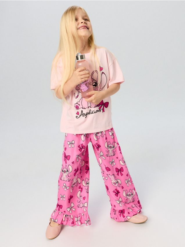 Sinsay - Pantaloni cu picior larg din viscoză Stitch - multicolor
