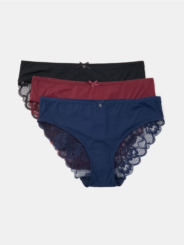 Sinsay - Chiloți din bumbac cu dantelă 3 pack - multicolor