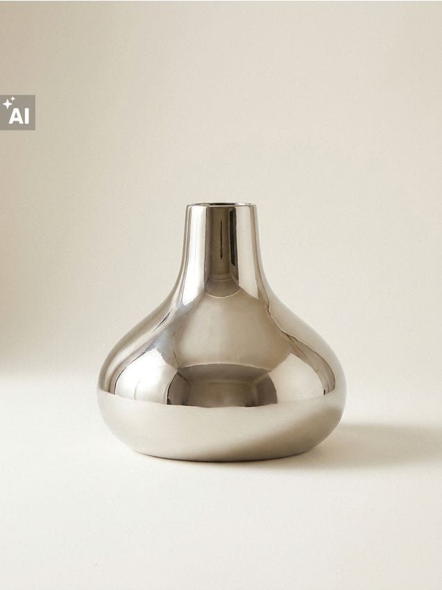 Sinsay - Vază ceramică cu finisaj oglindă - argintiu