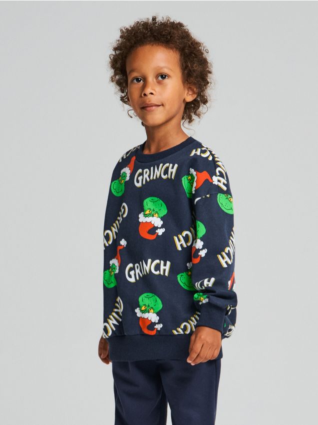 Sinsay - Hanorac crewneck Grinch - bleumarin