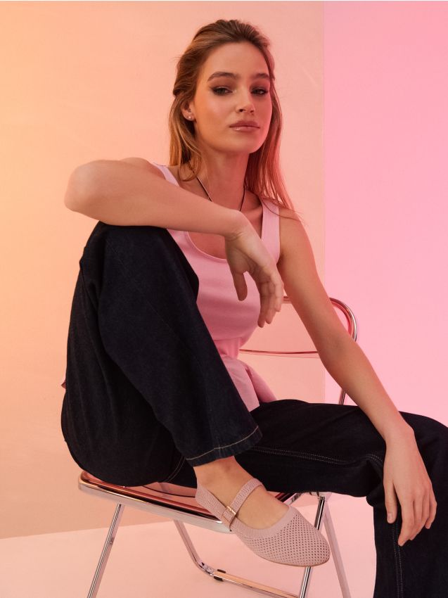 Sinsay - Balerini din tricot cu baretă - roz