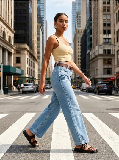 Jeans wide leg con cintura
