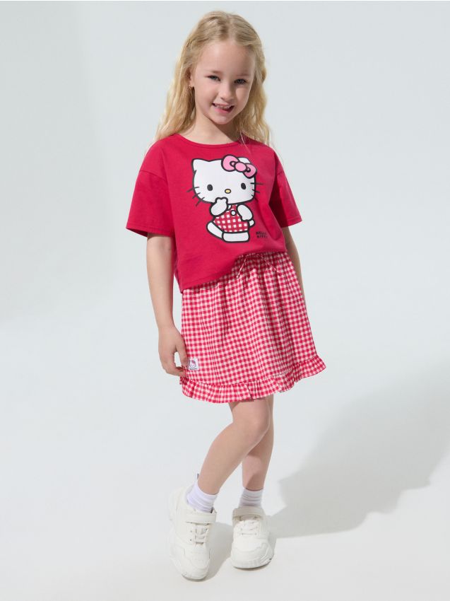 Sinsay - Set: tricou și fustă Hello Kitty - multicolor