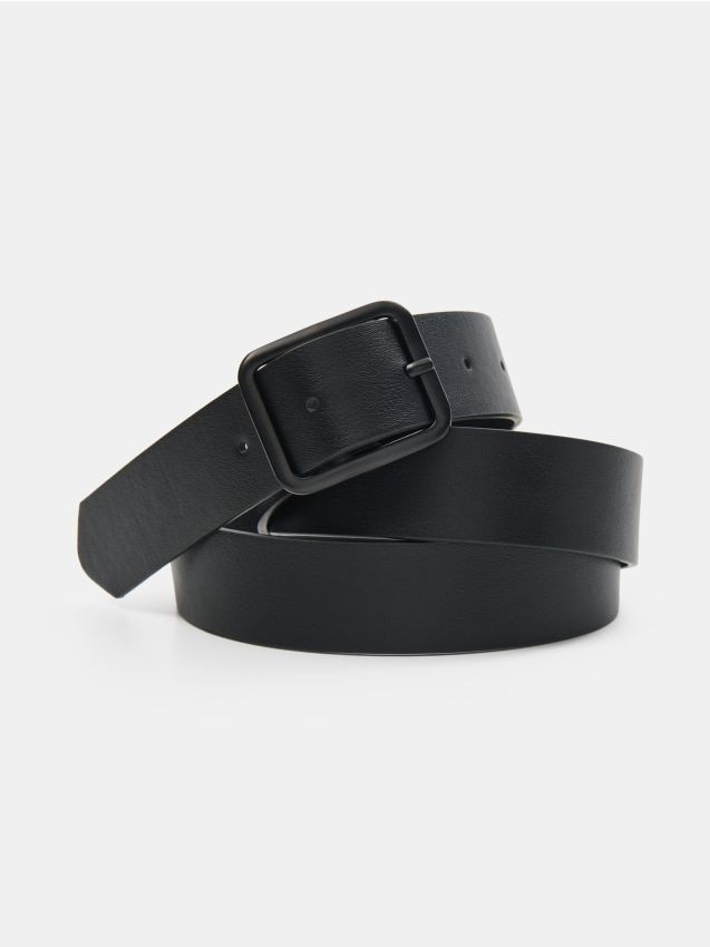 Sinsay - Pasek z metalową klamrą - czarny