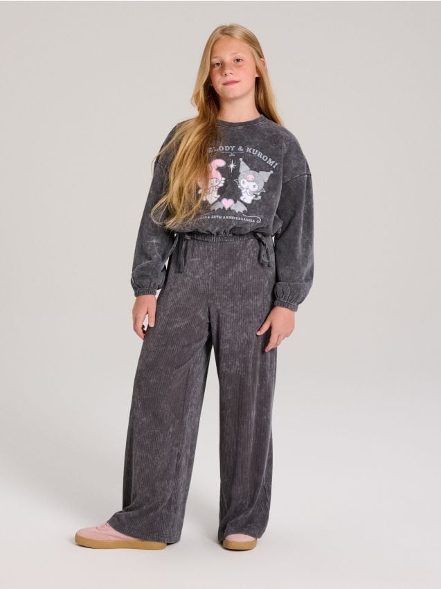Sinsay - Súprava mikiny a nohavíc Hello Kitty - antracitová