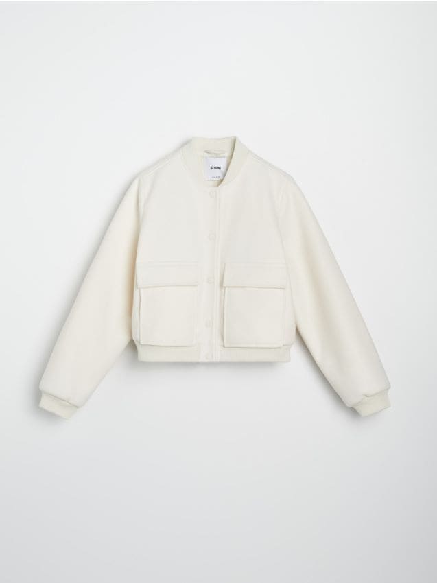 Sinsay - Rozopínateľná bunda bez kapucne - krémová