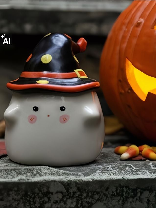 Sinsay - Cană cu motiv de Halloween - alb