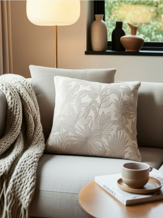 Sinsay - Pernă decorativă cu flori - crem