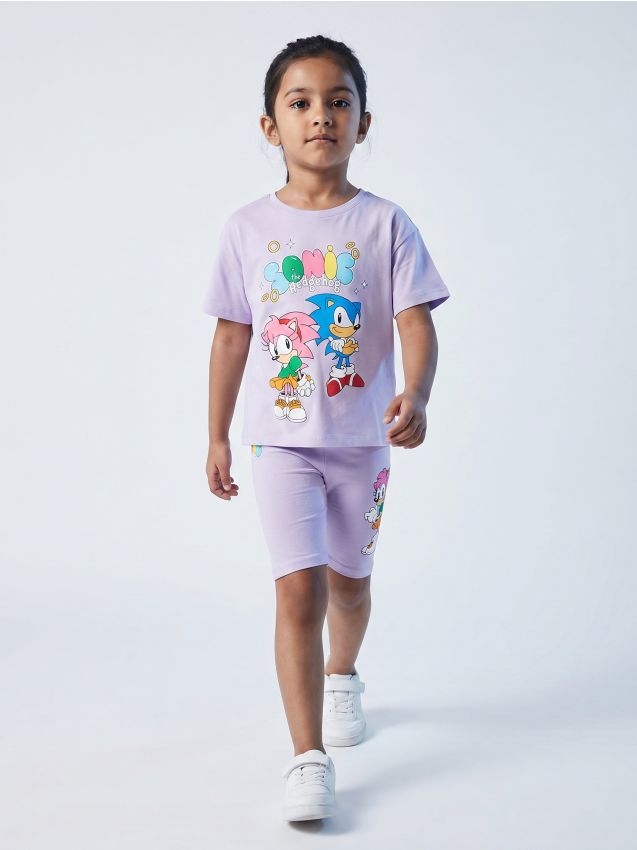 Sinsay - Tricou din bumbac cu imprimeu Sonic the Hedgehog - lavand