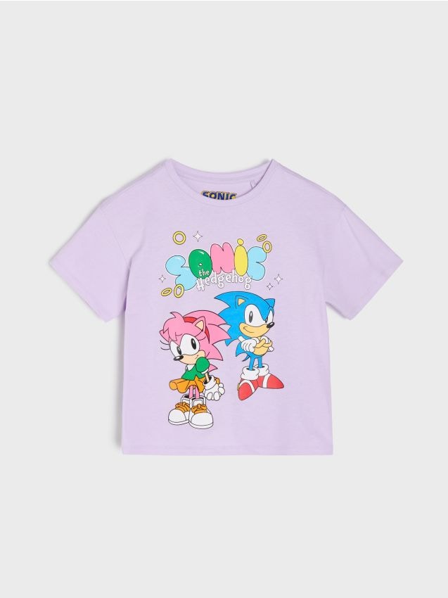 Sinsay - Tricou din bumbac cu imprimeu Sonic the Hedgehog - lavand