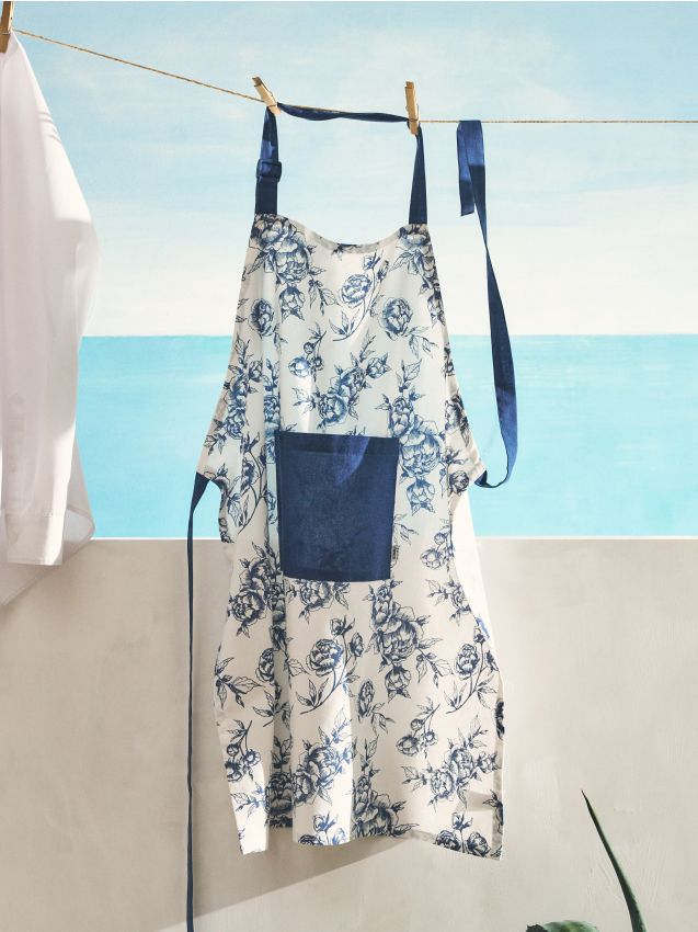 Sinsay - Șorț cu motiv floral cu adaos de viscoză - albastru