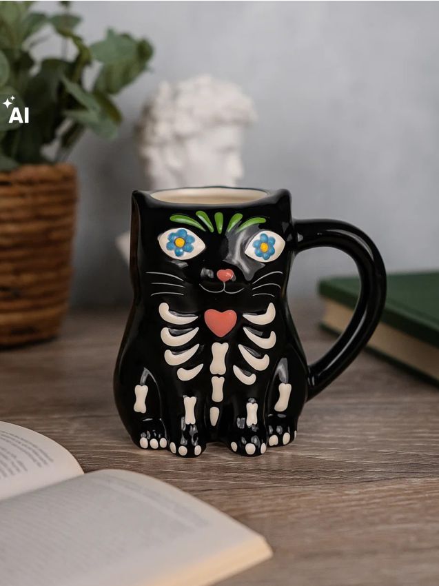 Sinsay - Cană cu motiv de Halloween - negru