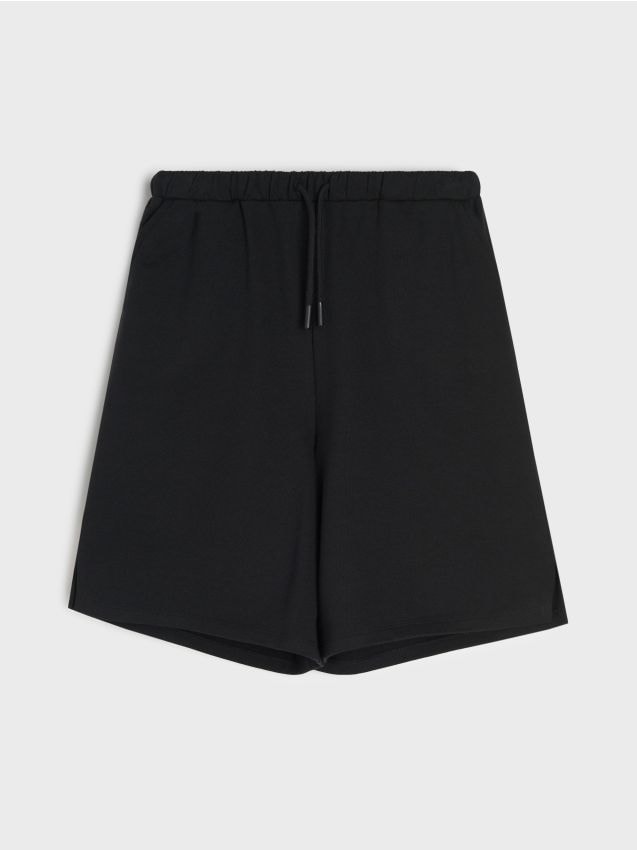Sinsay - Bawełniane szorty loose - czarny