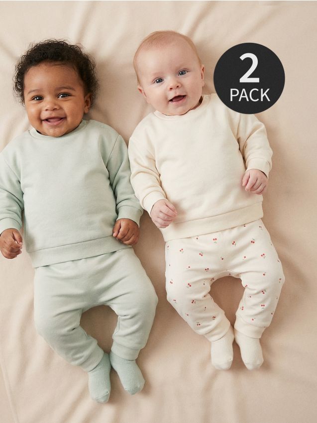 Sinsay - Set de 2 perechi de pantaloni sport jogger - crem