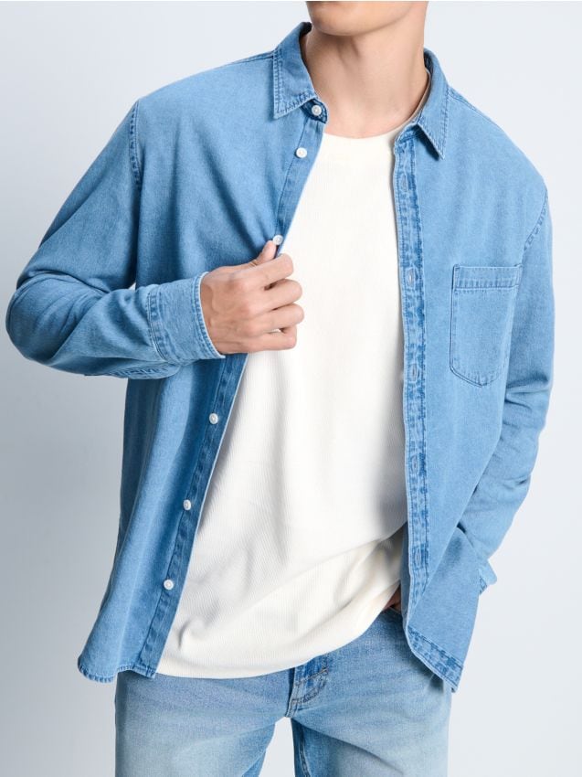 Sinsay - Košeľa s dlhým rukávom - modrá