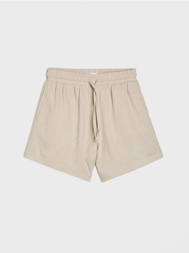 Sinsay - Pantaloni scurți cu adaos de in - bej