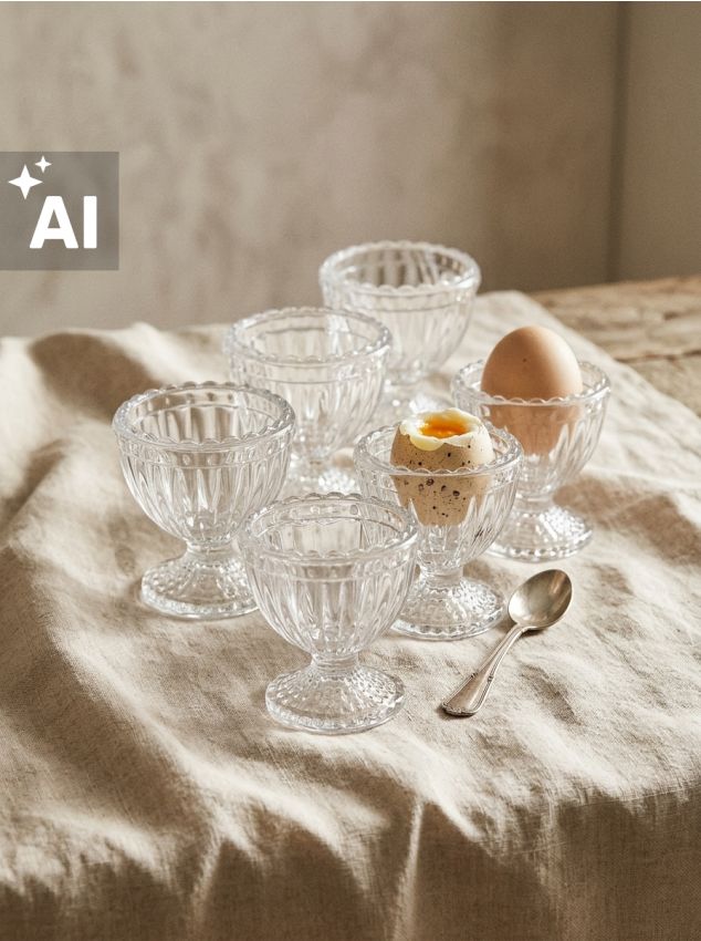 Sinsay - Suporturi din sticlă pentru ouă cu model în relief 6 pack - clear