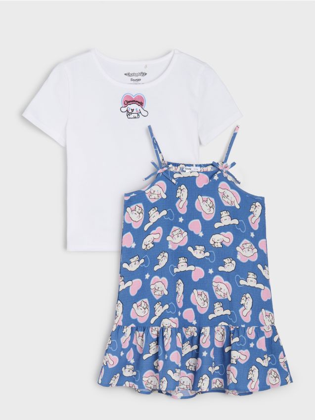 Sinsay - Set din Bumbac: Rochie cu Bretele și Tricou Cinnamonroll - multicolor