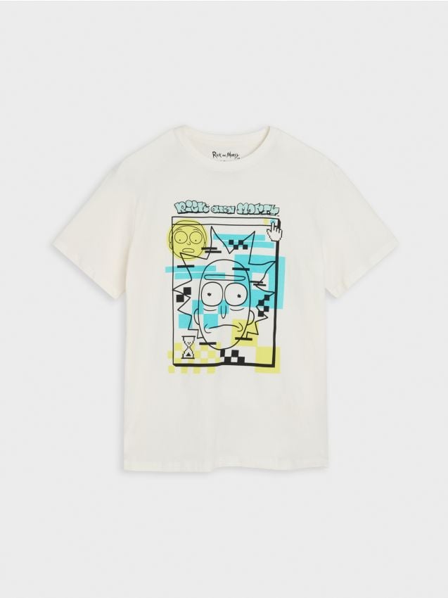 Sinsay - Koszulka Rick and Morty - kremowy