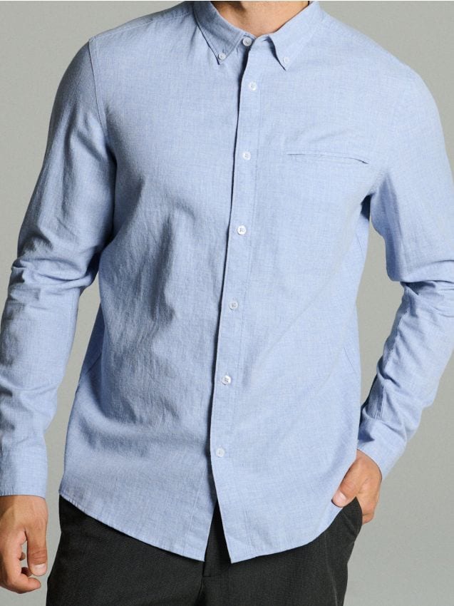 Sinsay - Cămașă slim fit din bumbac - albastru-pal