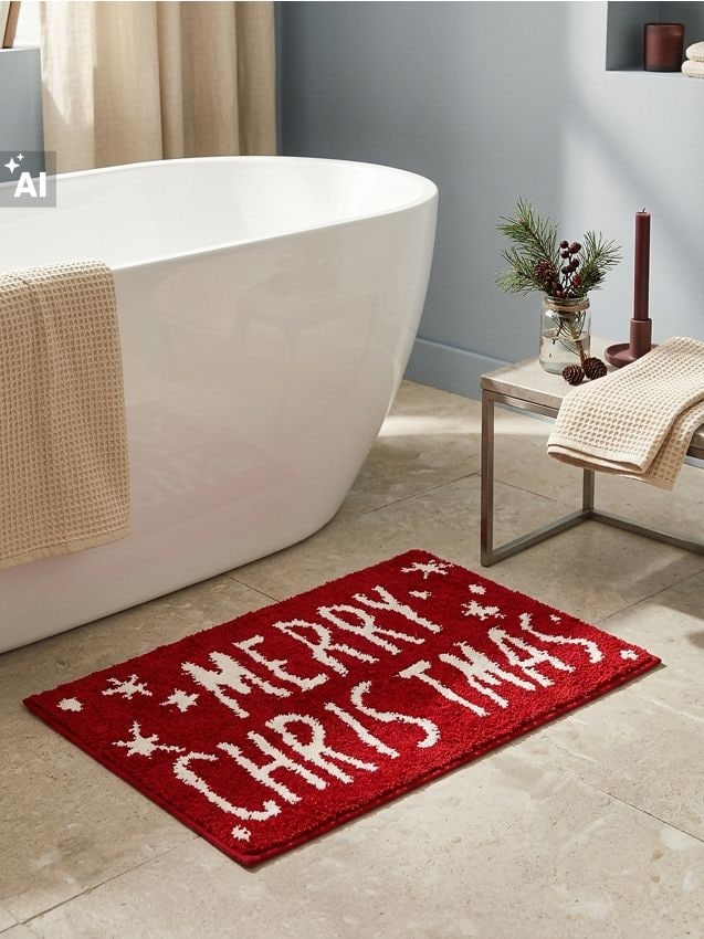Sinsay - Božićni kupaonski tepih s natpisom Merry Christmas