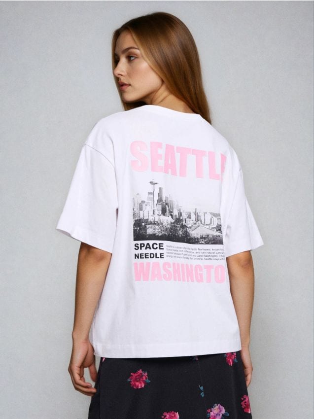 Sinsay - Tricou din bumbac cu imprimeu - alb