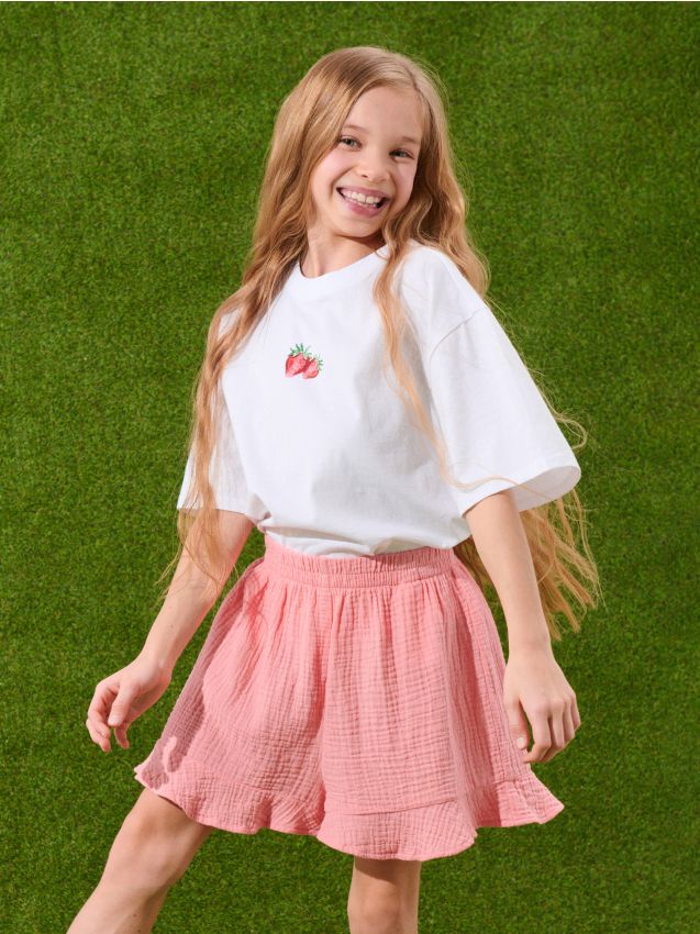 Sinsay - Pantaloni scurți pull-on din bumbac - corai