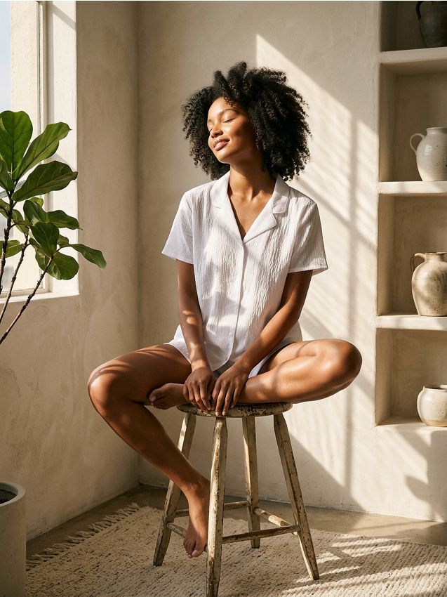 Sinsay - Pijama din două piese - alb