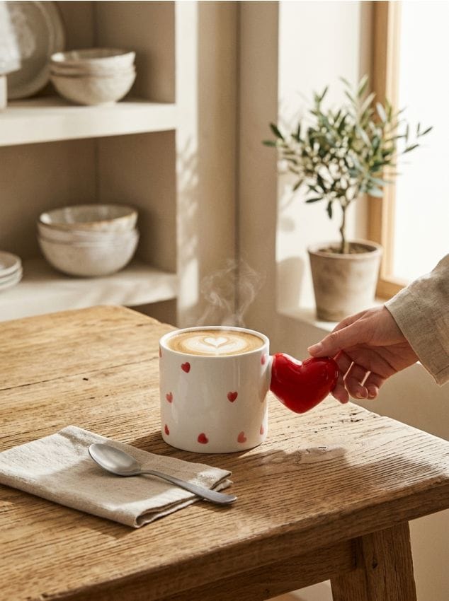 Sinsay - Cană cu mâner în formă de inimioară - roșu