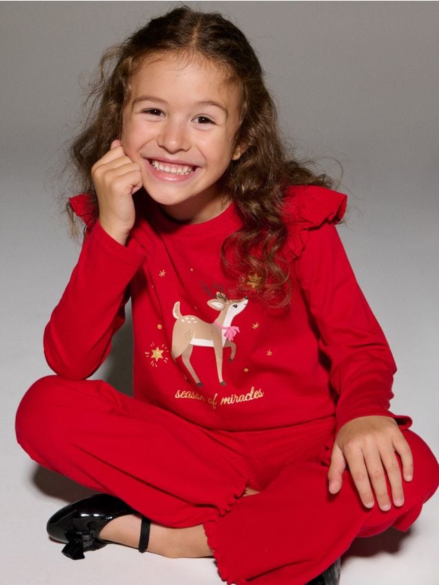 Sinsay - Bavlnené oversize tričko s potlačou - červená