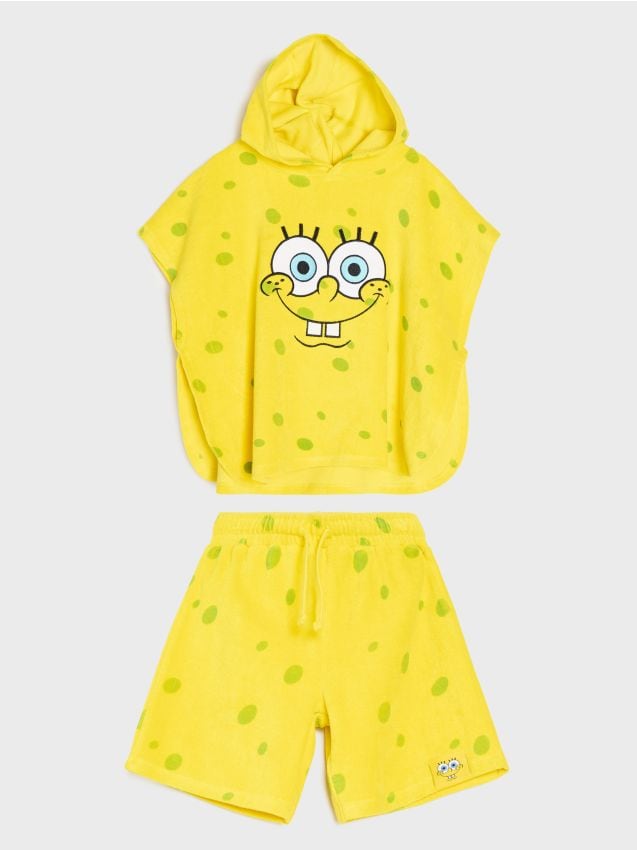 Sinsay - Set bluză și pantaloni scurți sport SpongeBob - galben-deschis