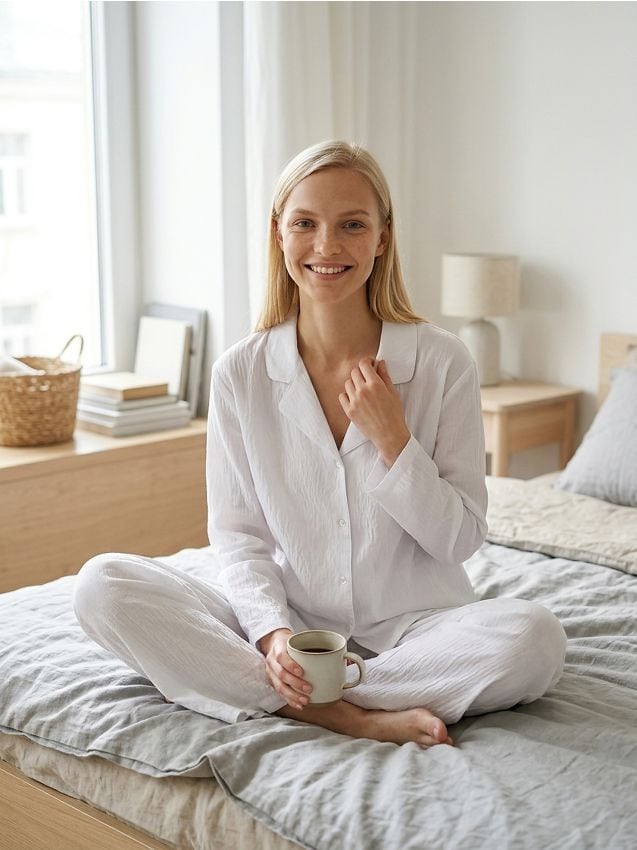 Sinsay - Pijamă din două piese, uni - alb