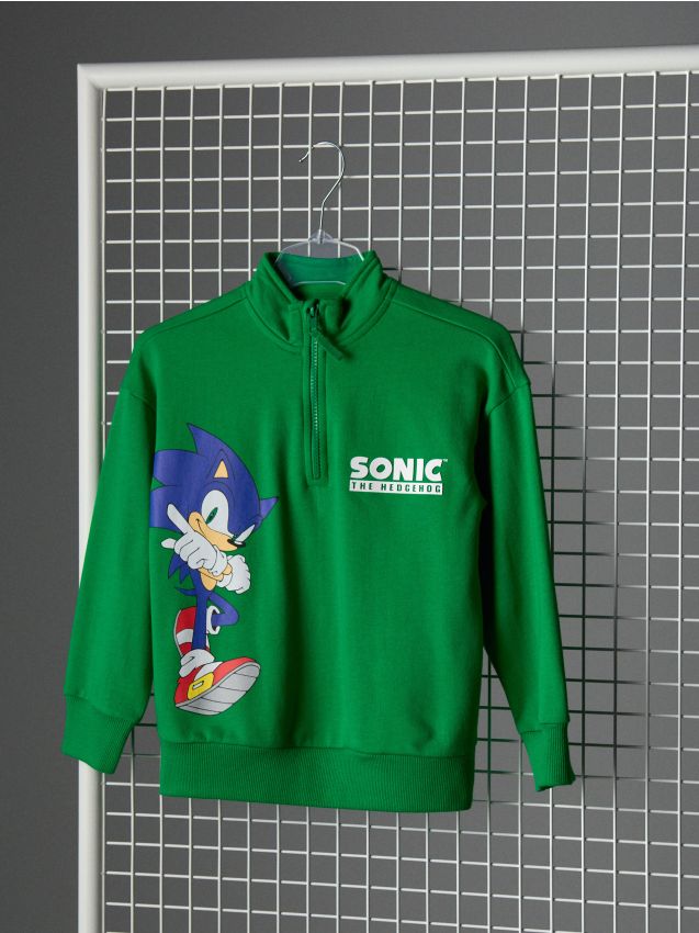 Sinsay - Bluză sport cu guler înalt Sonic the Hedgehog - verde