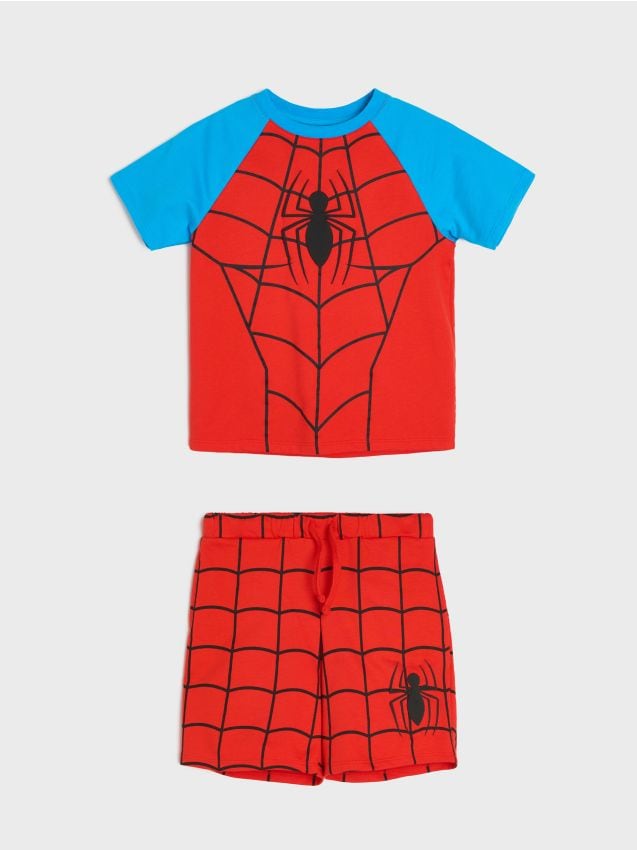 Sinsay - Compleu cu tricou și pantaloni scurți Spider-Man - roșu